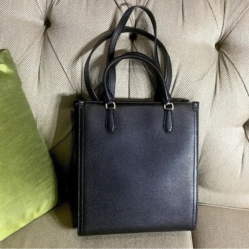 TORY BURCH SHOULDER BAG, BLACKS HANDBAG WITH TORY BURCH LOGO IN GOLD TONE